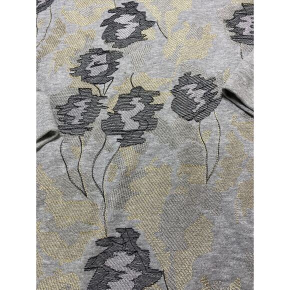 NWT BCBGMAXAZRIA Embroidered Tunic Sweatshirt French Terry Medium Heather Gray - Picture 14 of 16